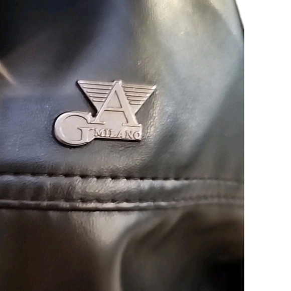 GA Milano Black Leather jacket With GA Lining Size LARGE Button Up Jacket Coat - Picture 3 of 8